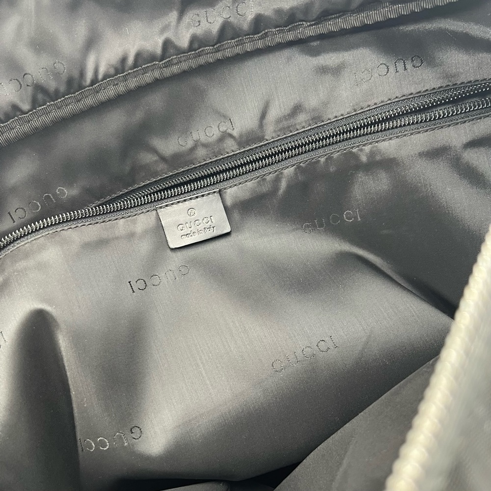 Gucci Black/Silver Nylon & Leather Work Travel Shoulder Bag, Authentic - Picture 7 of 17